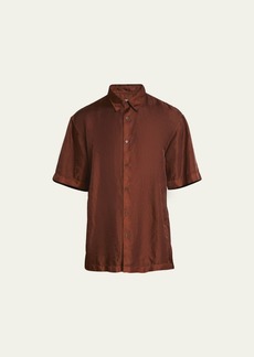Dries Van Noten Men's Garment-Dyed Nylon Short-Sleeve Shirt