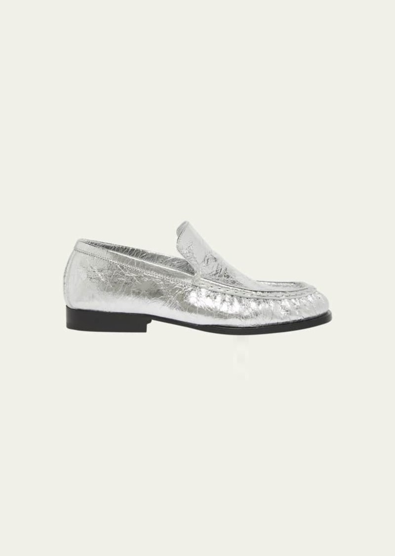 Dries Van Noten Metallic Leather Slip-On Loafers