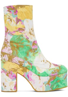 Dries Van Noten Multicolor Floral Platform Boots
