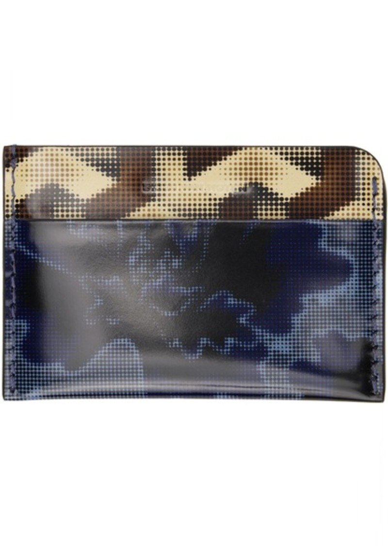 Dries Van Noten Navy & Beige Printed Card Holder