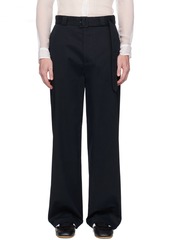 Dries Van Noten Navy Belted Trousers