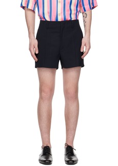 Dries Van Noten Navy Creased Shorts