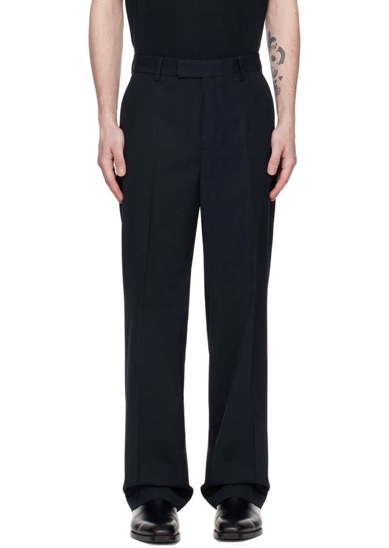 Dries Van Noten Navy Creased Trousers