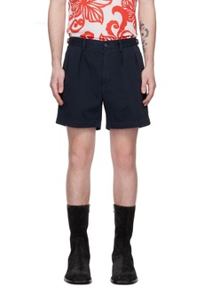 Dries Van Noten Navy Pleated Shorts