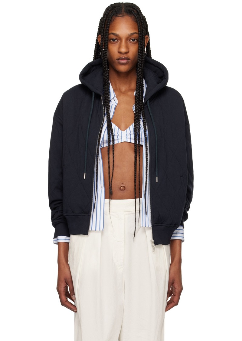 Dries Van Noten Navy Quilted Hoodie