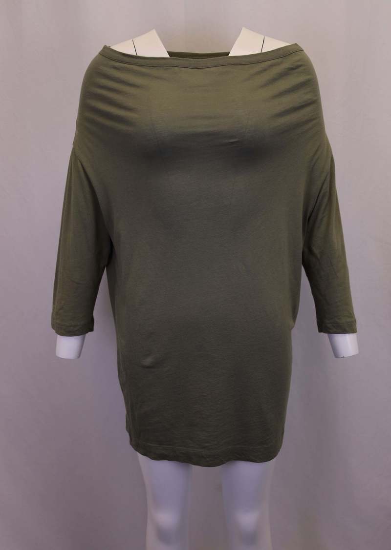 Dries Van Noten Off-Shoulder Mini Dress in Olive Cotton