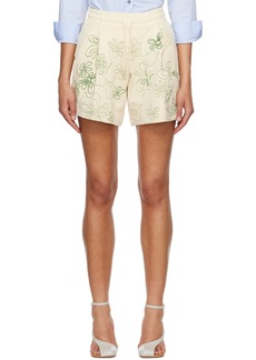 Dries Van Noten Off-White Embroidered Shorts