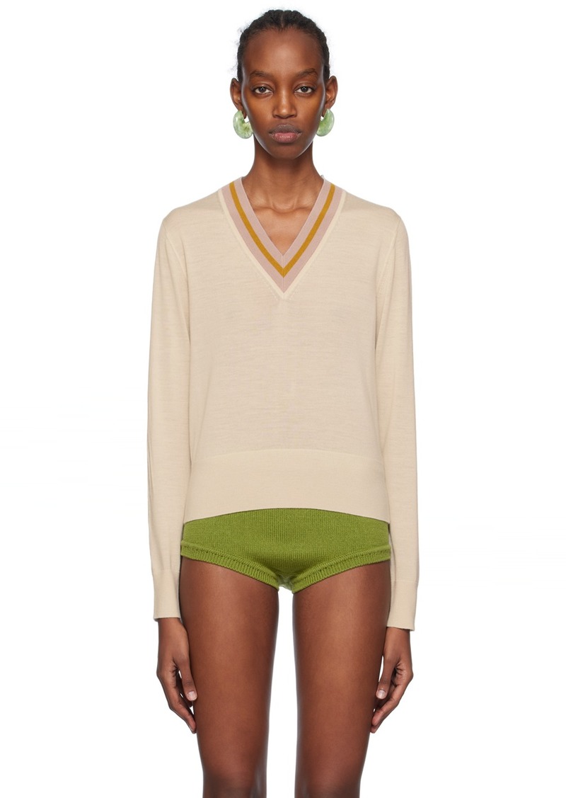 Dries Van Noten Off-White V-Neck Sweater