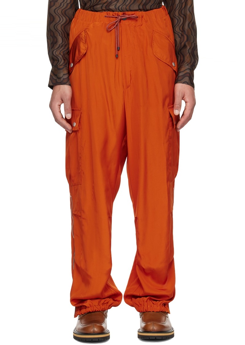 Dries Van Noten Orange Drawstring Cargo Pants