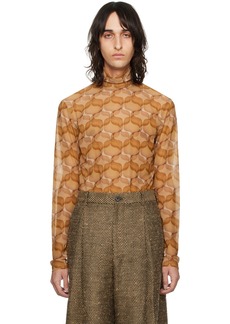 Dries Van Noten Orange Printed Turtleneck