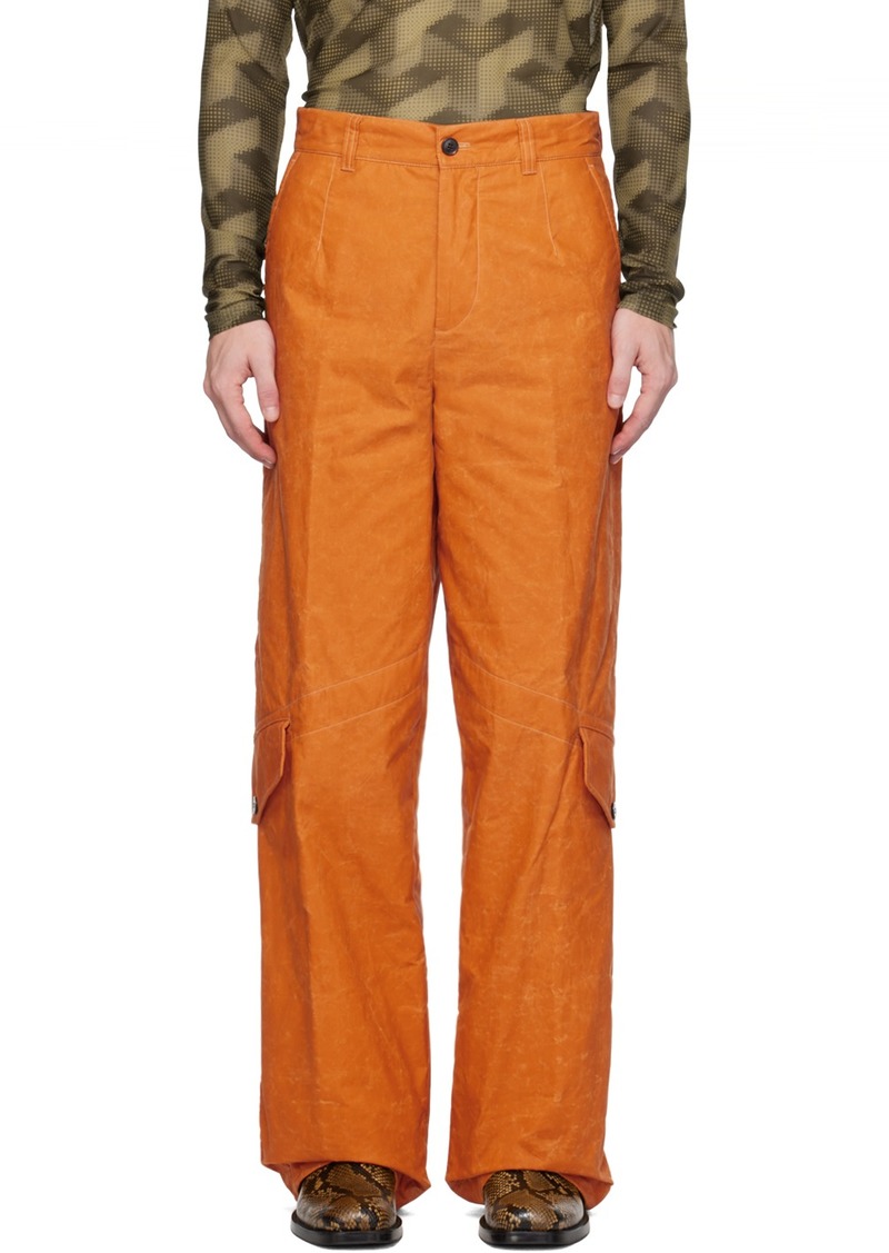 Dries Van Noten Orange Wide Leg Cargo Pants