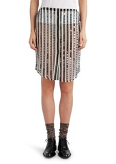 Dries Van Noten Paillette Stripe Sheer Silk Skirt