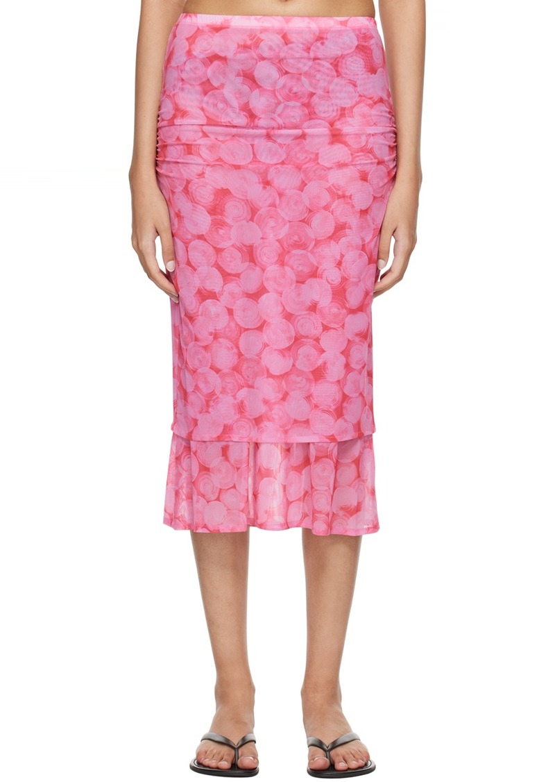 Dries Van Noten Pink Double Layered Midi Skirt