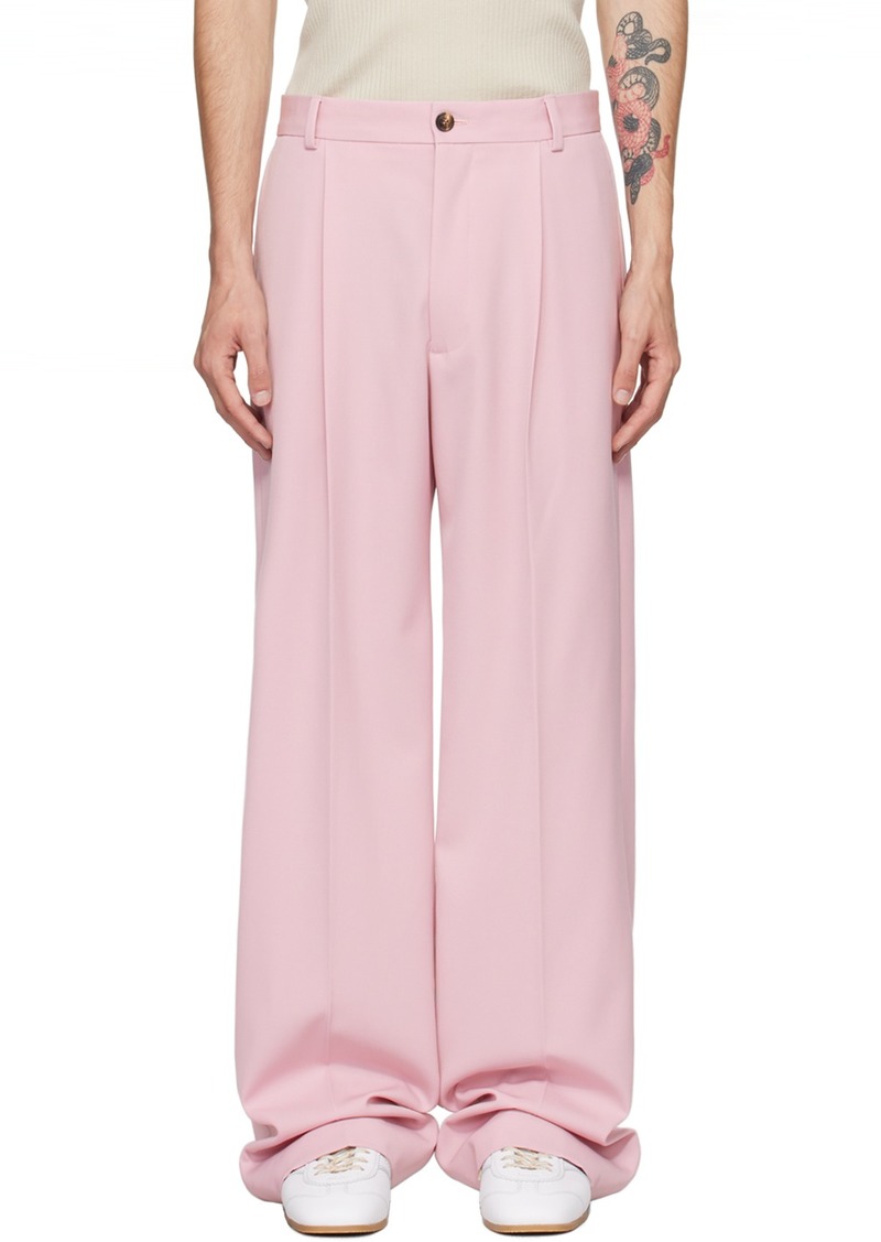 Dries Van Noten Pink Flared Wool Trousers