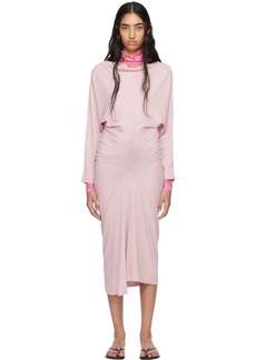 Dries Van Noten Pink Ribbed Midi Dress