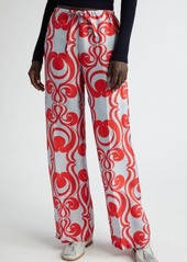 Dries Van Noten Print Drawstring Silk Pants