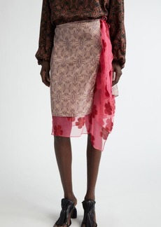 Dries Van Noten Print Layered Silk Blend Wrap Skirt