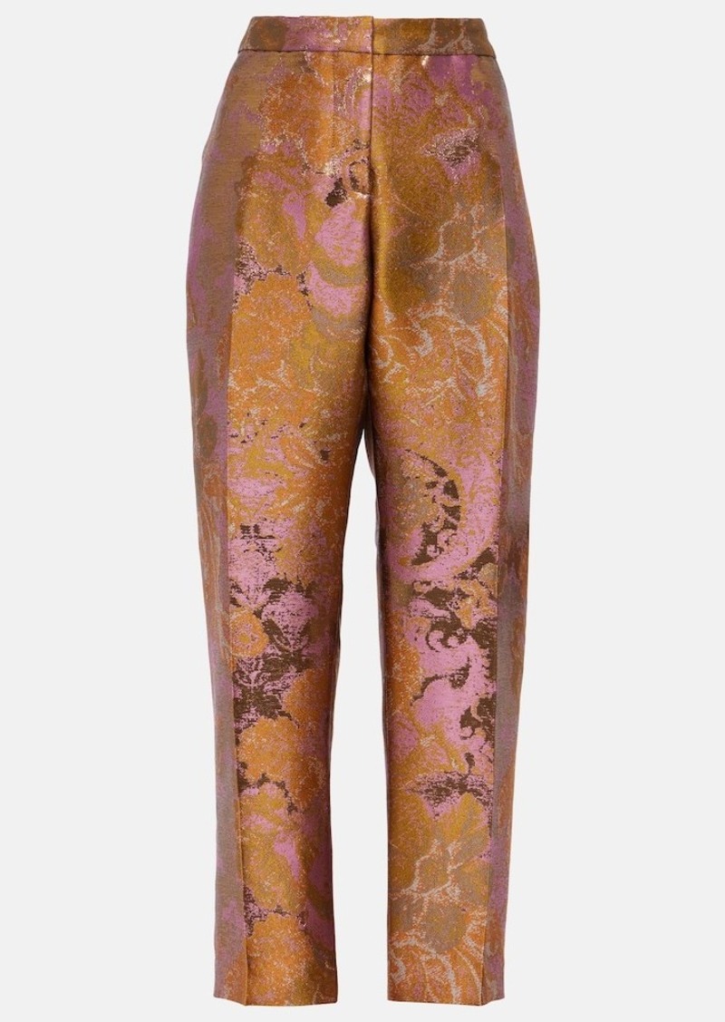 Dries Van Noten Printed metallic mid-rise straight pants