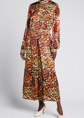 Dries Van Noten Printed Velvet Embellished Maxi Dress