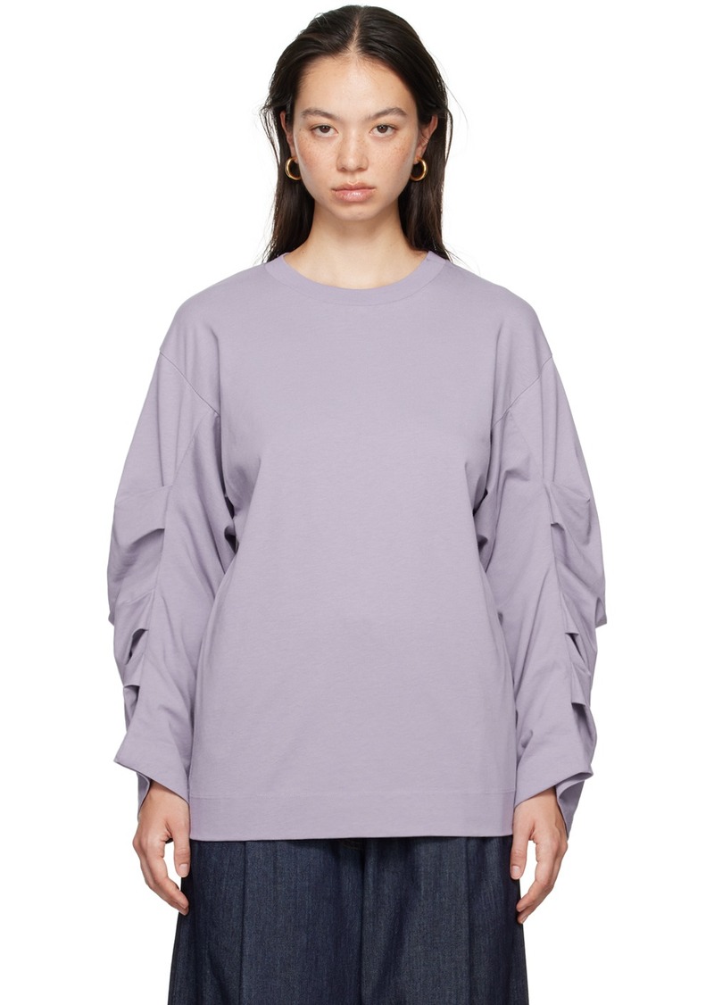 Dries Van Noten Purple Pleated Sleeves T-Shirt