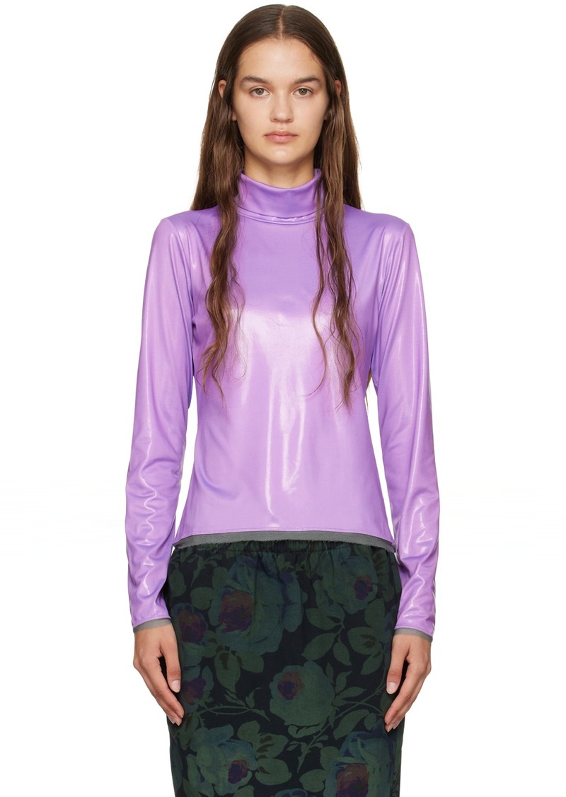 Dries Van Noten Purple Raw Edge Turtleneck