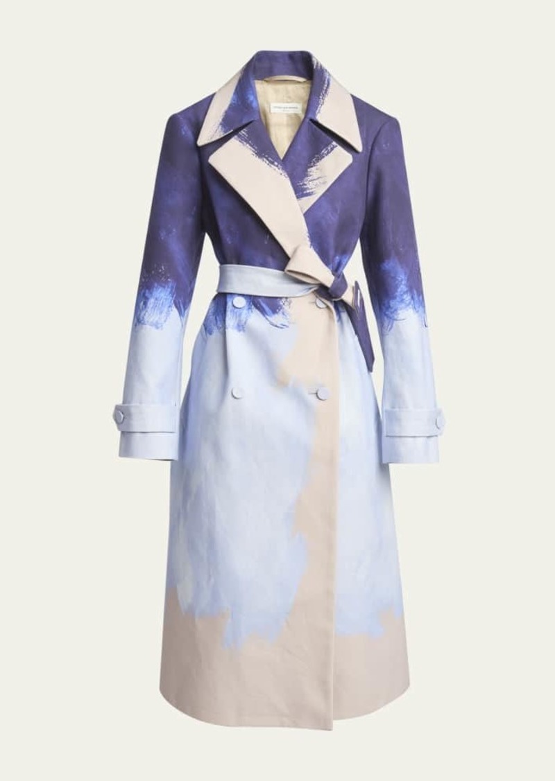 Dries Van Noten Ronald Paint Stroke Belted Trench Coat