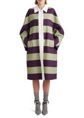 Dries Van Noten Roolsy Block Stripe Cotton Coat