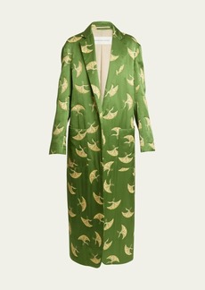 Dries Van Noten Rougies Long Embroidered Silk Coat