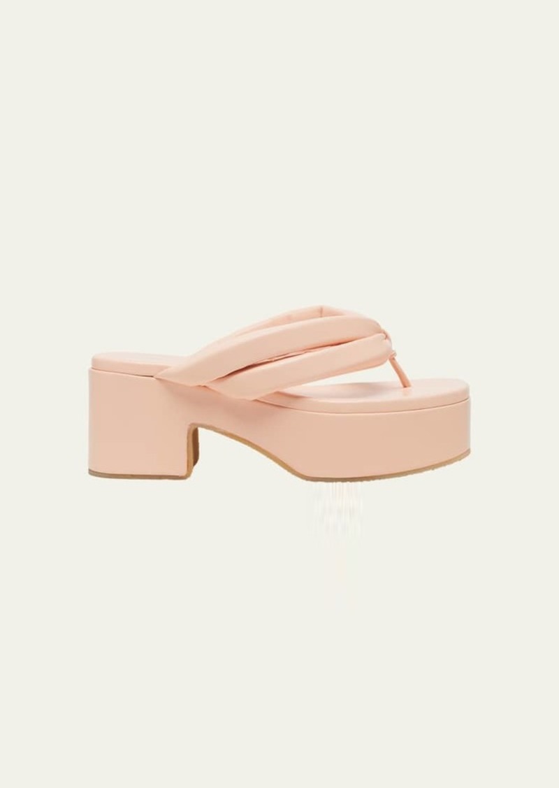 Dries Van Noten Padded Leather Thong Platform Sandals