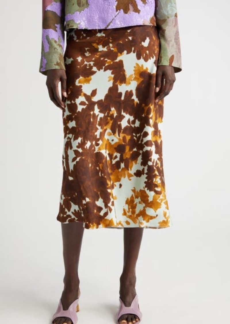 Dries Van Noten Sati Shadow Leaf Print Midi Skirt