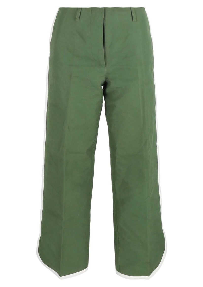 Dries Van Noten Side Stripe Trousers in Green Cotton