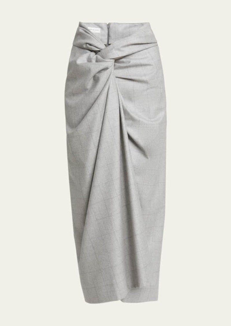 Dries Van Noten Sidras Twist-Front Midi Skirt