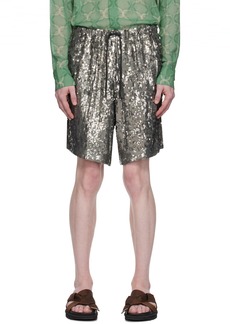 Dries Van Noten Silver Embellished Shorts