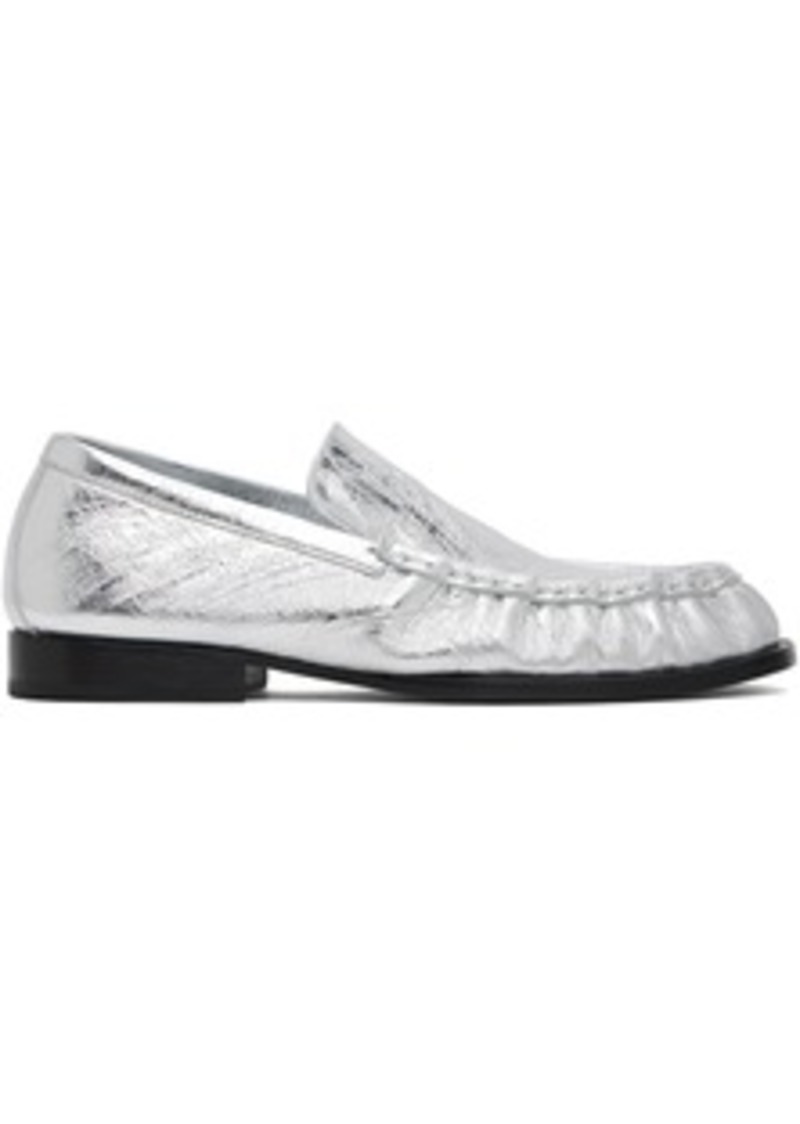 Dries Van Noten Silver Leather Loafers