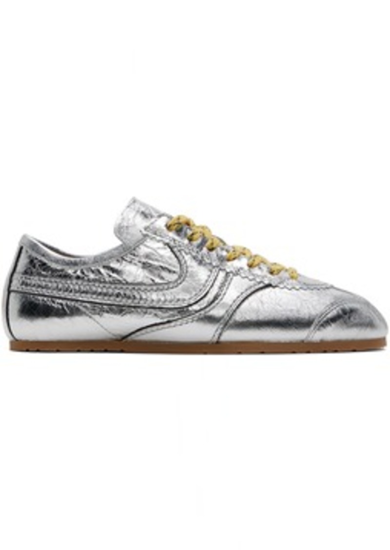 Dries Van Noten Silver Leather Sneakers