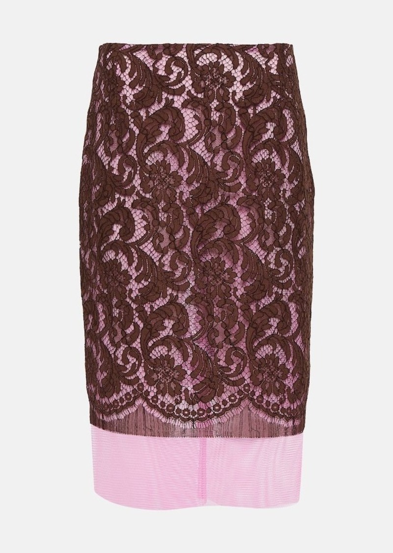 Dries Van Noten Slacy lace midi skirt