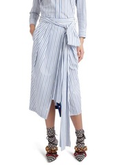 Dries Van Noten Solada Stripe Cotton Poplin Midi Skirt