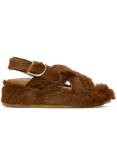 Dries Van Noten SSENSE Exclusive Brown Faux-Fur Sandals