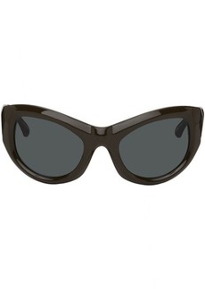 Dries Van Noten SSENSE Exclusive Brown Linda Farrow Edition Goggle Sunglasses