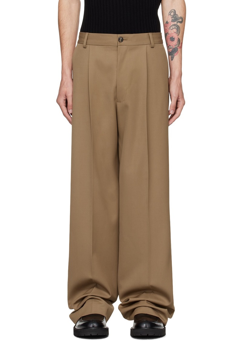 Dries Van Noten Tan Flared Wool Trousers