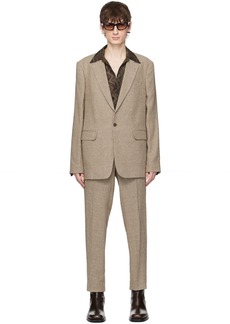 Dries Van Noten Tan Houndstooth Suit