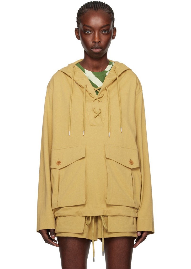 Dries Van Noten Tan Lace-Up Hoodie