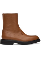 Dries Van Noten Tan Leather Zip-Up Boots