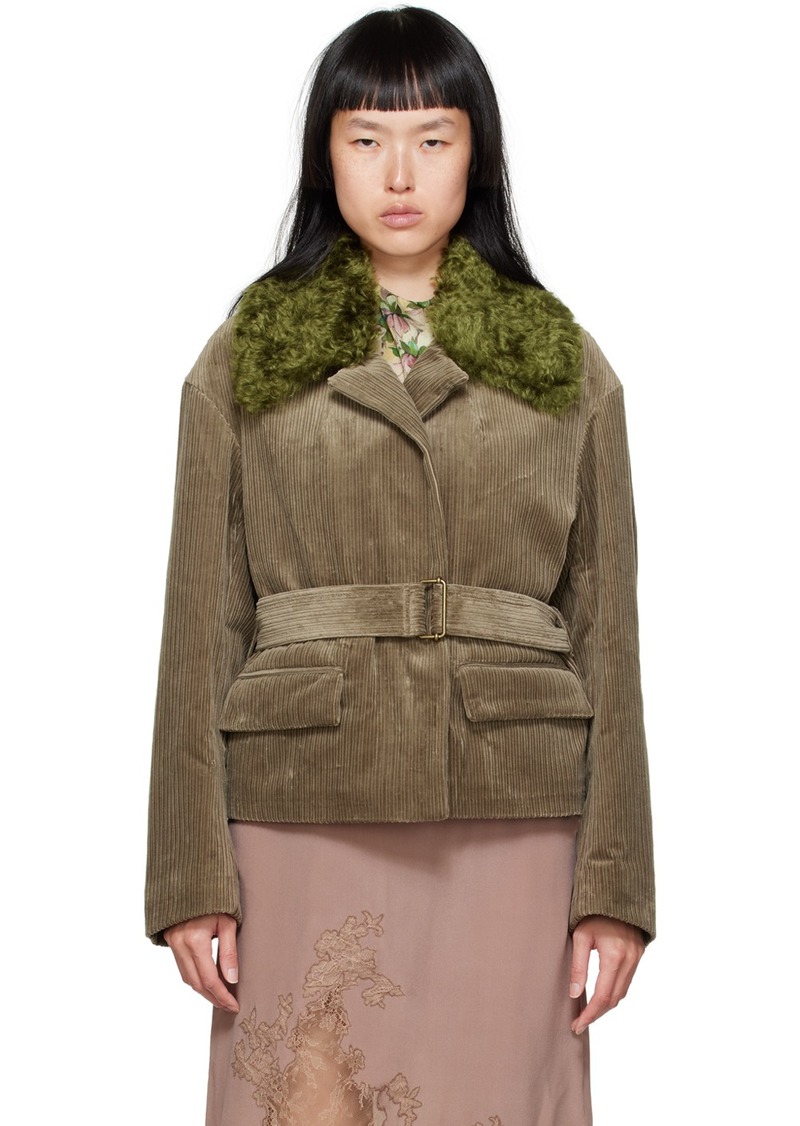 Dries Van Noten Taupe Belted Jacket