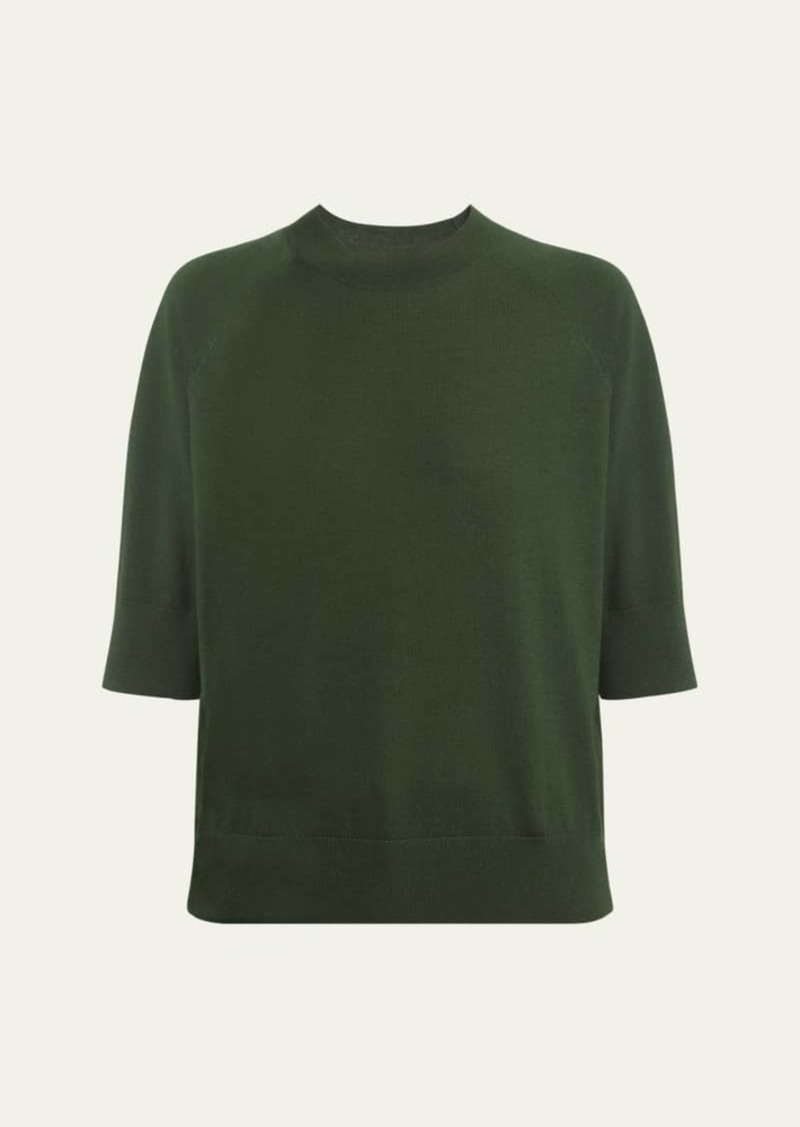 Dries Van Noten Tuan Three-Quarter Sleeve Wool Sweater