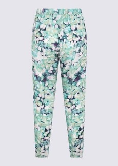 DRIES VAN NOTEN TURQUOISE AND BLUE FLOREAL PANTS