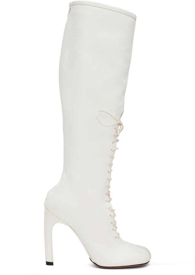 Dries Van Noten White Lace-Up Boots