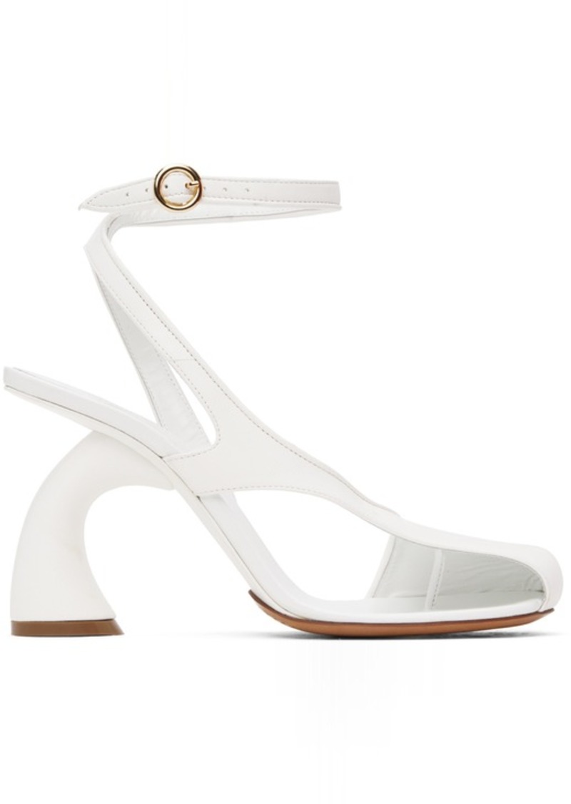 Dries Van Noten White Leather Heeled Sandals