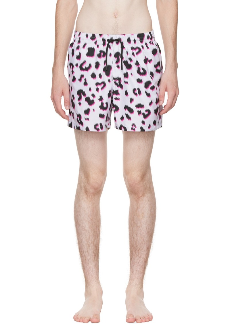 Dries Van Noten White Leopard Print Swim Shorts