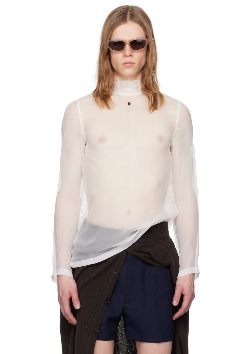 Dries Van Noten White Sheer Turtleneck